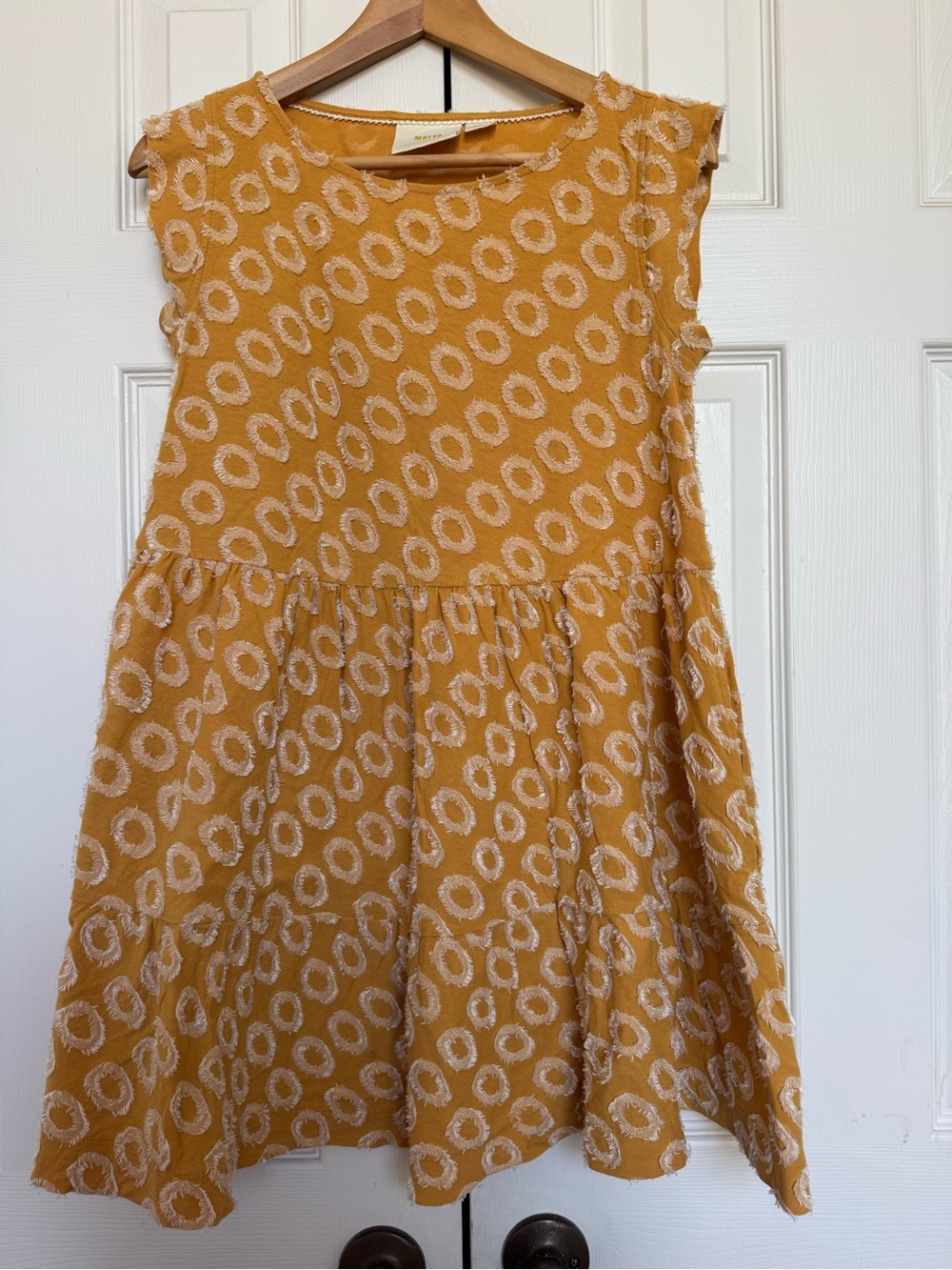 Maeve by Anthropologie "Fringework" Tufted Circle Tiered Swing Dress